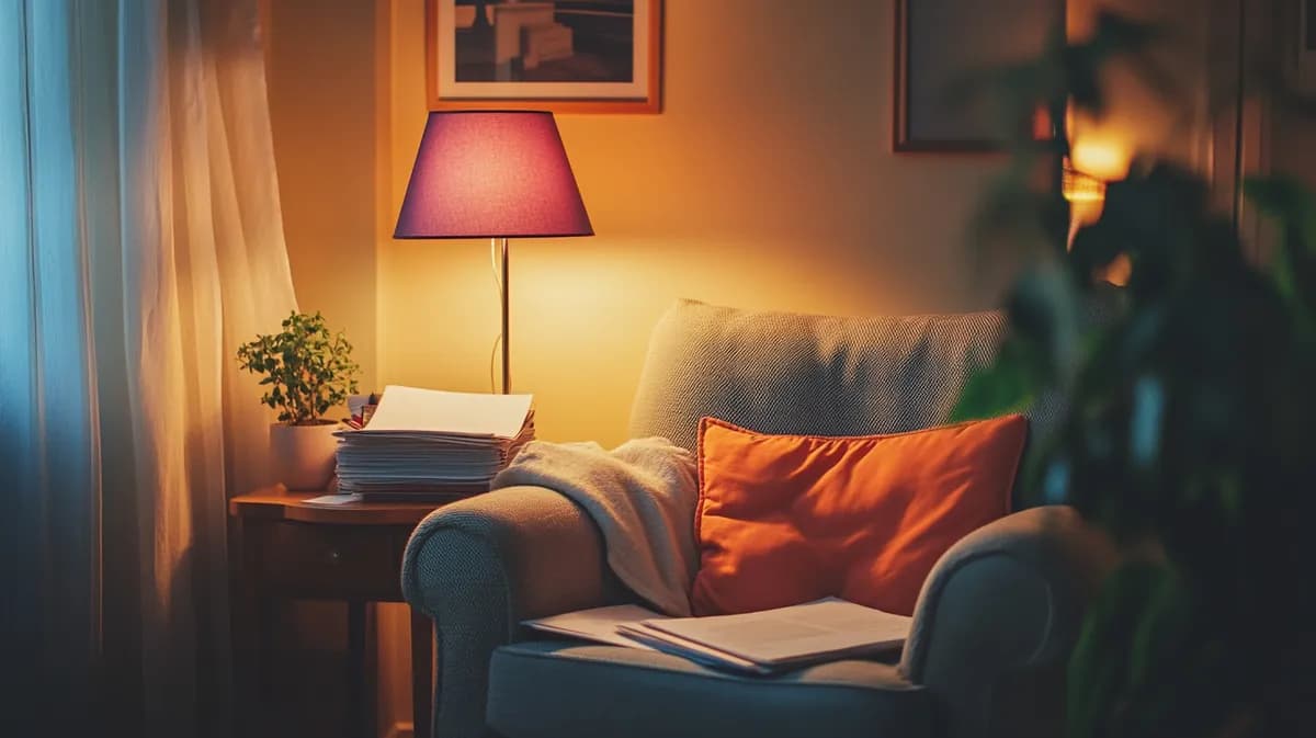 Udoban kutak za čitanje sa pravnim dokumentima