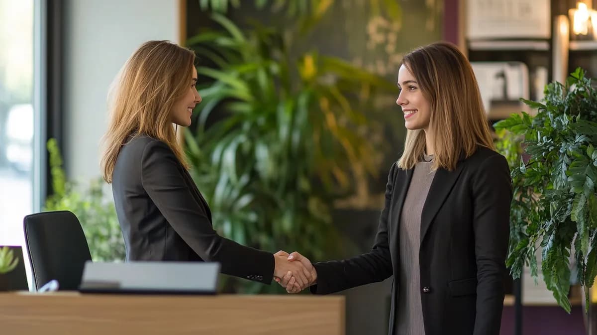 Advokatica pruža ruku mladoj majci na konsultaciji