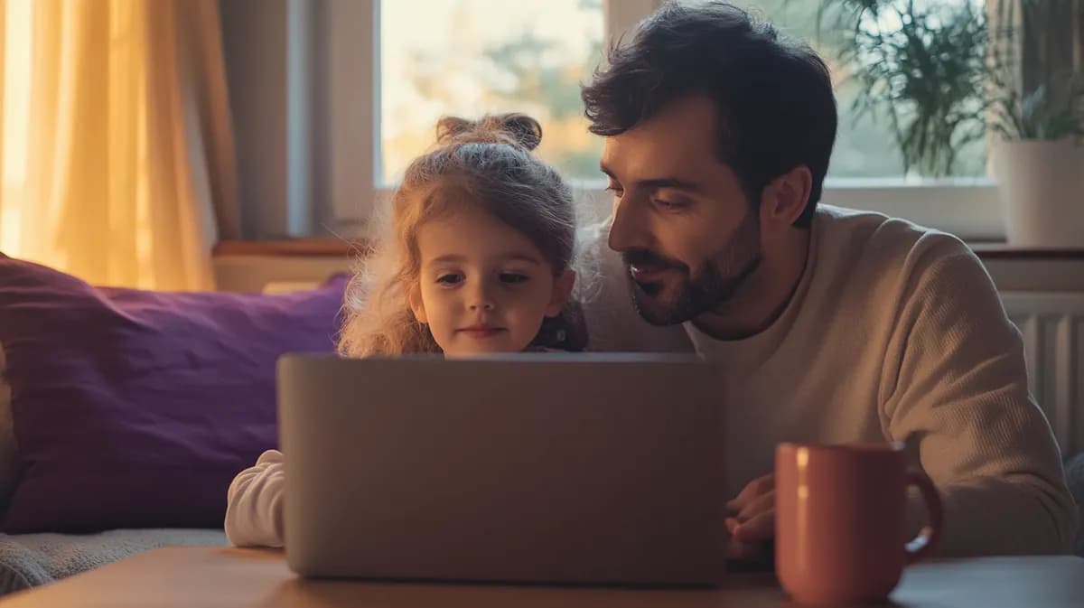 Roditelj i dete zajedno za laptopom