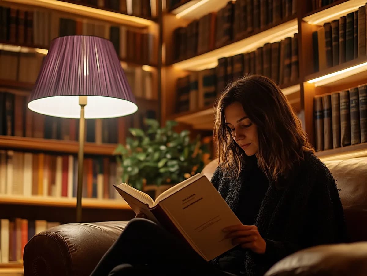 Osoba čita pravni vodič u kućnoj biblioteci