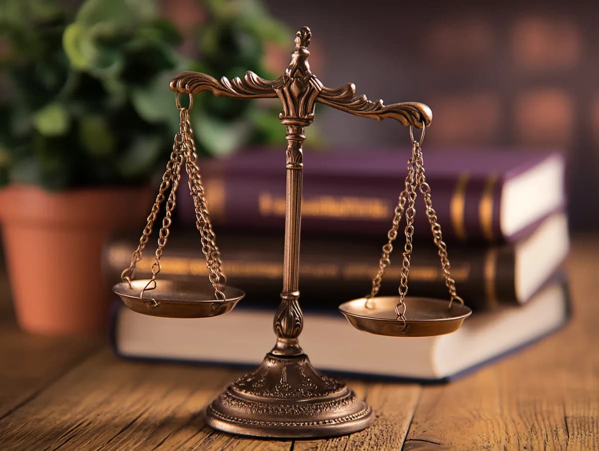 Bronzana vaga pravde sa pravnim knjigama